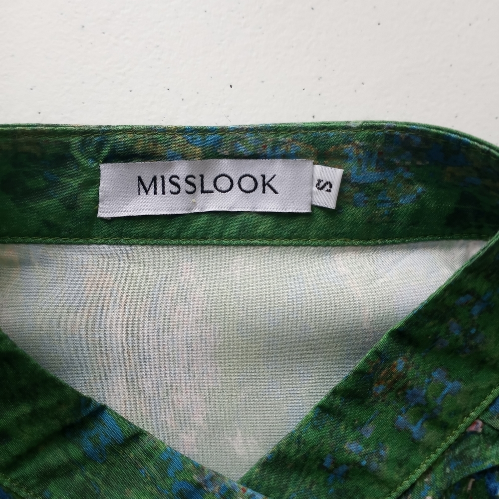 MISSLOOK Women’s Green Floral Boho Blouse 3/4 Sleeve Size S - Picture 11 of 14
